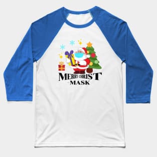 Merry Christ Mask Funny Santa with Face Mask Baseball T-Shirt